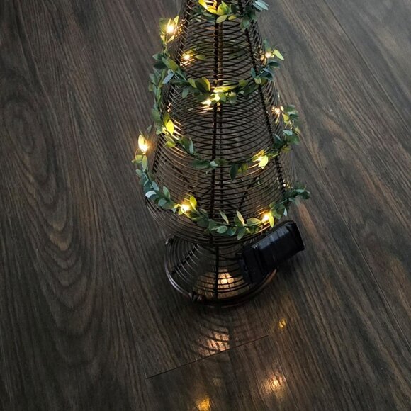 Rustic Christmas Decor Iron Tree with Garland Lights - Picture 2 of 10